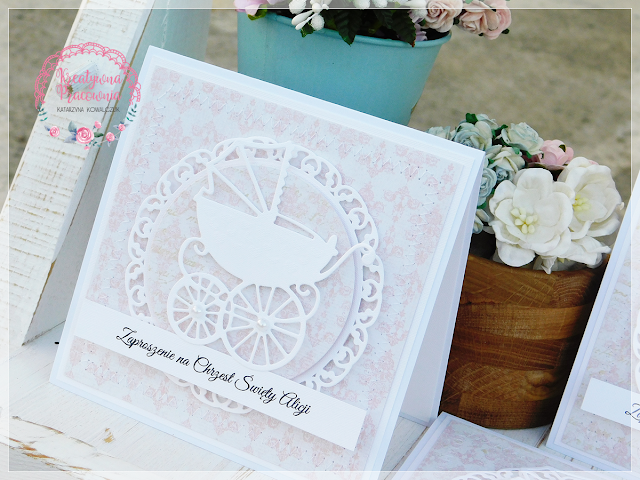 zaproszenia na chrzest święty scrapbooking, ręcznie robione