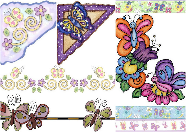 Butterflies: Free Printable Borders and Corners for Weddings, Anniversaries or Engagement Parties. 