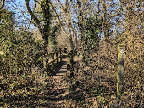 The two footbridges before the snowdrop wood