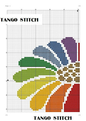 Rainbow colors cross stitch flower embroidery pattern - Tango Stitch