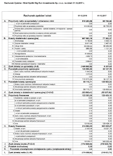 Big Run Investments rachunek wyników 2017