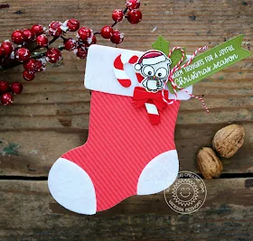 Sunny Studio Stamps: Santa's Stocking Dies Happy Owlidays Foxy Christmas Shaped Christmas Card by Vanessa Menhorn