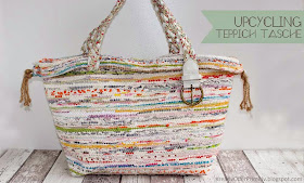 DIY selber machen Tasche Strand nähen Stoff Webstoff Teppich, Ikea upcycling recycling wieder verwenden wieder verwerten Gürtel baumarkt schnell günstig einfach basteln sewing