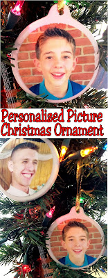 Personalize your Christmas tree with a picture of your kids! You'll have an easy DIY Christmas ornament and a great memory of your kids for years to come! #christmas #ornament #diyornament #personalizedornament #diypartymomblog