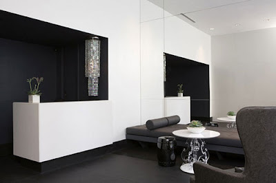 black and white lobby interior design