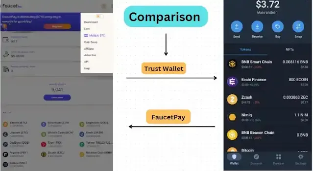 What is the difference between Trust Wallet and FaucetPay?