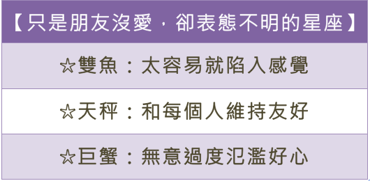 只是朋友沒有愛，卻又表態不明的星座