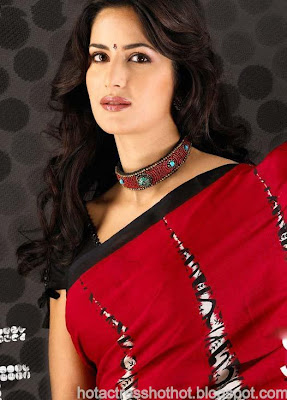 katrina kaif hot pics in red spicy saree expsoing