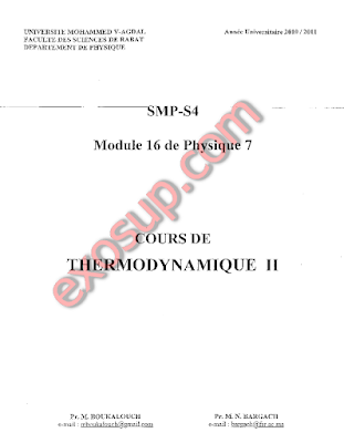 cours de Thermodynamique II généralité et Définitions