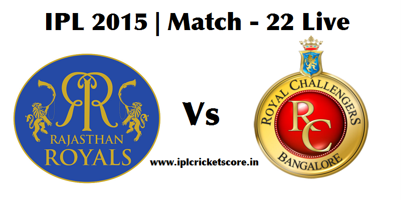 Rajasthan Royals Vs Royal Challengers Bangalore Live Streaming Score