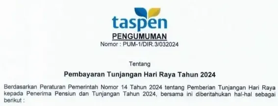 THR Pensiun PNS Tahun 2024 dibayarkan mulai 22 Maret 2024