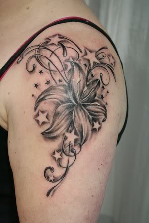 Black And Grey Flower Tattoo Pictures Lack Flower Tattoos Pretty