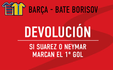 sportium bono 50 euros devolucion Champions Barcelona vs Bate 4 noviembre