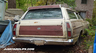 Tailgate of 1971 Ford Country Squire wagon parked since 1994.