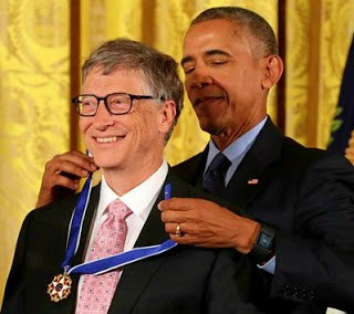 Barack Obama decorates Bill Gates for Ebola job well done, both are responsible for Ebola in West Africa and Congo