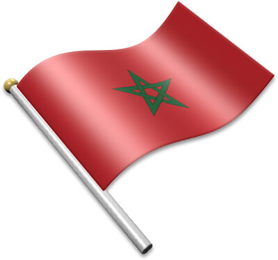 The Moroccan flag on a flagpole clipart image