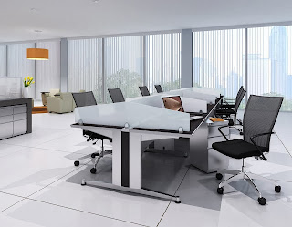 Contemporary Open Desking with Modesty Panels