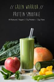 "A vibrant green smoothie in a glass, packed with protein and fresh greens, perfect for a nutritious start to the day