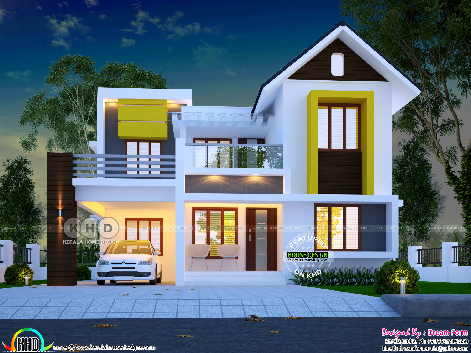 Cute and dream Kerala home design 1600 sq ft Kerala home 