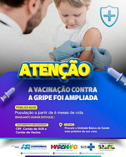  Prefeitura de Chapadinha amplia vacinação contra a gripe para toda a população a partir dos 6 meses