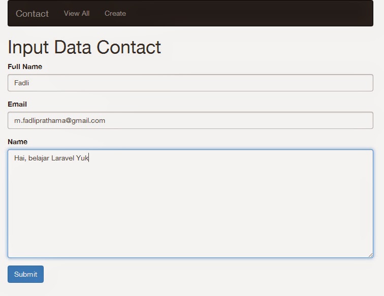 Contoh Input Data pada Framework Laravel
