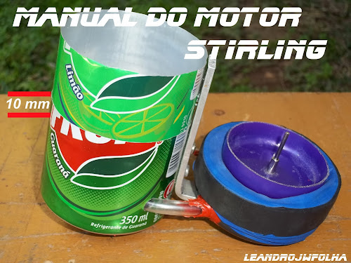 Manual do motor Stirling, o cabeçote é encaixado 10 mm (1 cm)