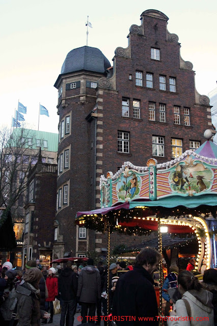 Christmas Market Gerhart-Hauptmann-Platz Hamburg Germany merry go round