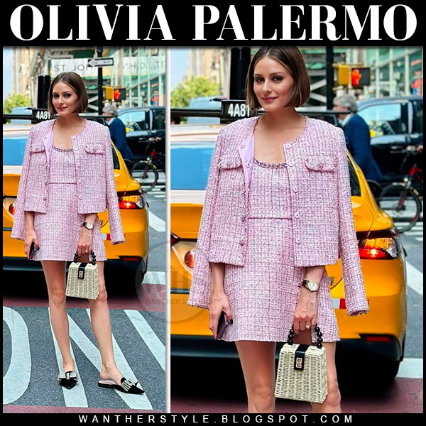 Olivia Palermo in pink tweed mini dress and pink tweed jacket ~ I want her  style - What celebrities wore and where to buy it. Celebrity Style