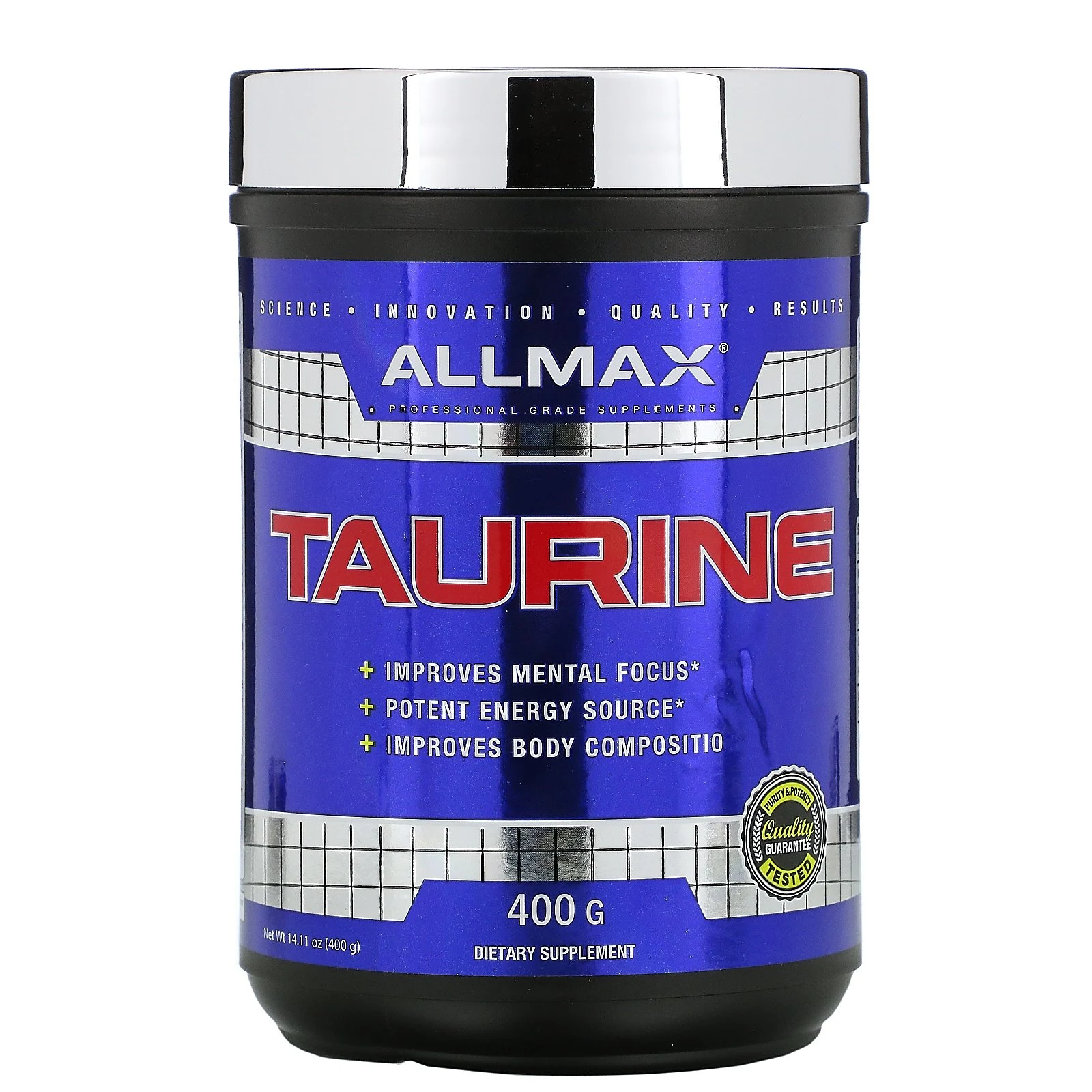 ALLMAX Nutrition, Таурин, без добавок, веганский продукт без глютена, 3000 мг, 400 г (14,11 унций)