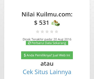  Sungguh sayang sekali memang jikalau blog atau website anda kalau di jual Cara Cek Perkiraan Harga Situs Web Jika Blog Anda Ingin di Jual 