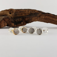 Rough Diamond Bezel Post Earrings Recycled Gold - Rose, White, or Yellow Gold Custom Made Earrings by Dawn Vertrees