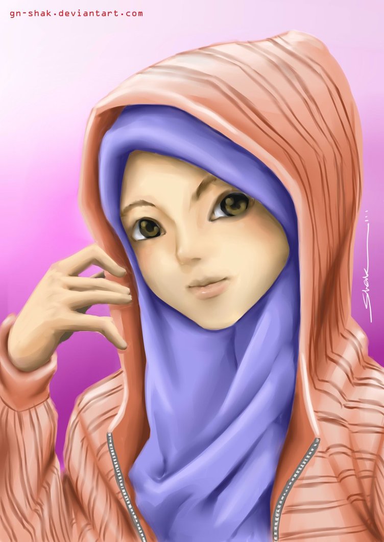 Gambar Kartun Wanita Berjilbab Update Status