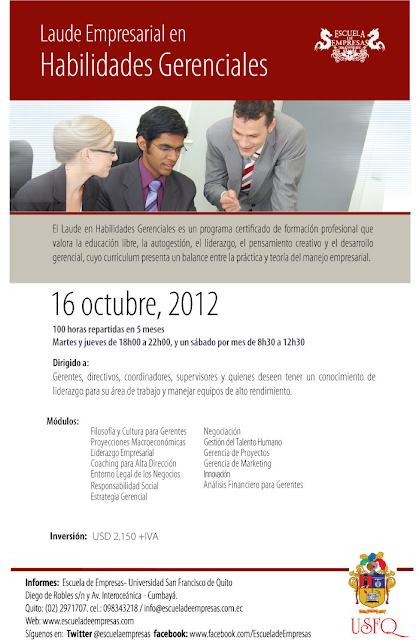 Laude Empresarial en Habilidades Gerenciales, inicio de clases: 16 de octubre