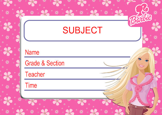 Editable Subject Label Barbie Character