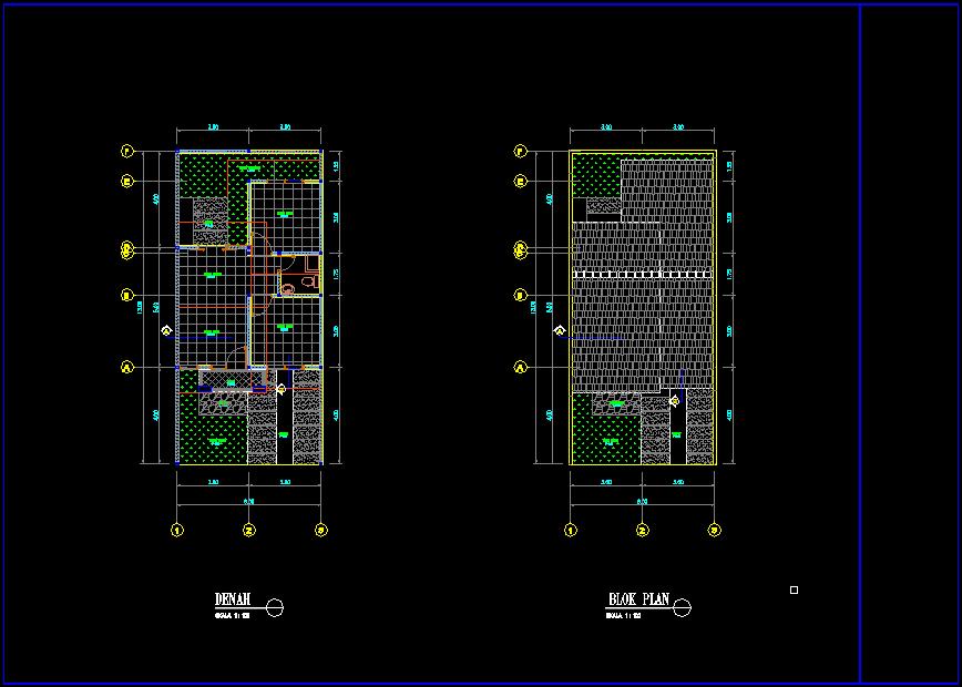 Sample Denah  Rumah  Tinggal 6x13m AutoCAD PitoeCAD