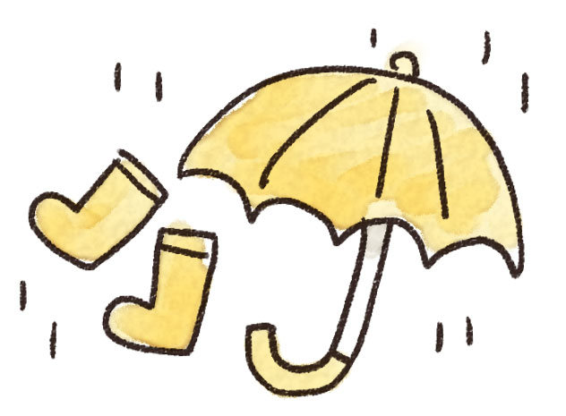 雨のイラスト 傘と長靴 ゆるかわいい無料イラスト素材集