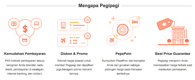 kemudahan memilih pegipegi, pepepoin, diskon dan promo, kemudahan pembayaran