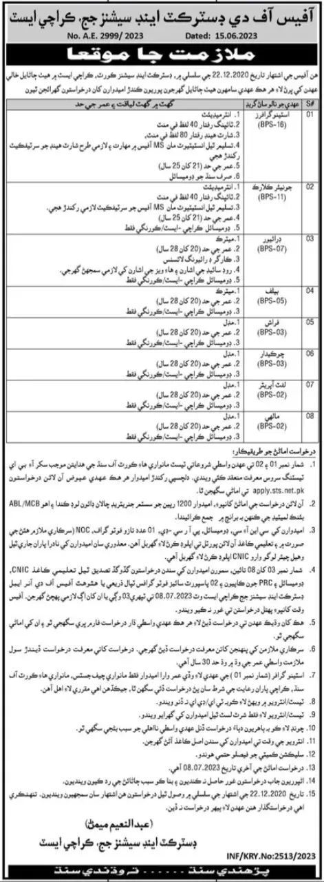 District And Session Judge Office Jobs in Karachi