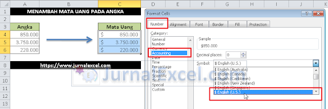 Format Mata Uang di Excel - JurnalExcel.com