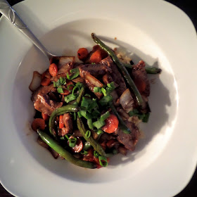 Szechuan Beef  Stir Fry:  A spicy beef stir fry, with bold flavors of ginger and garlic with just a hint of sweetness, made with leftover steak.