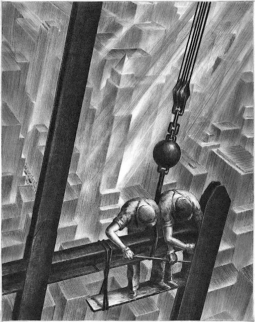 Samuel L. Margolies art 1939, men working in the sky