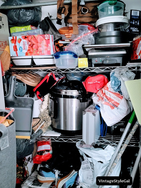 Very messy pantry about to be organized