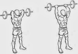 Standing overhead barbell triceps extension