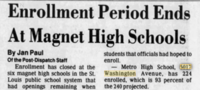 1984 newspaper story magnet schools st louis St. Louis Post-Dispatch