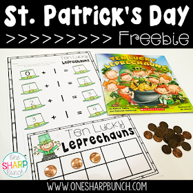 Looking for some great St. Patrick's Day books and a variety of engaging St. Patrick's Day activities for the primary classroom?!  Grab a St. Patrick's Day FREEBIE perfect for the story Ten Lucky Leprechauns!  Plus, we share some great St. Patrick's Day ideas for your math centers and literacy centers!