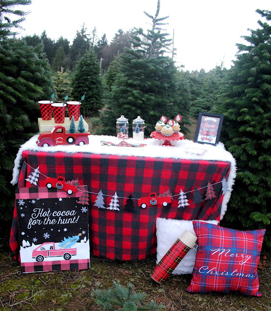 Hot cocoa bar at Sleighbells Tree Farm. More inspiration at FizzyParty.com 