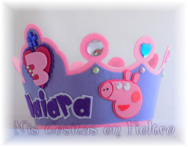 corona de cumpleaños, niños, corona de fieltro, fiesta, felt crown, coroa, feltro, aniversario, Peppa, Peppa Pig