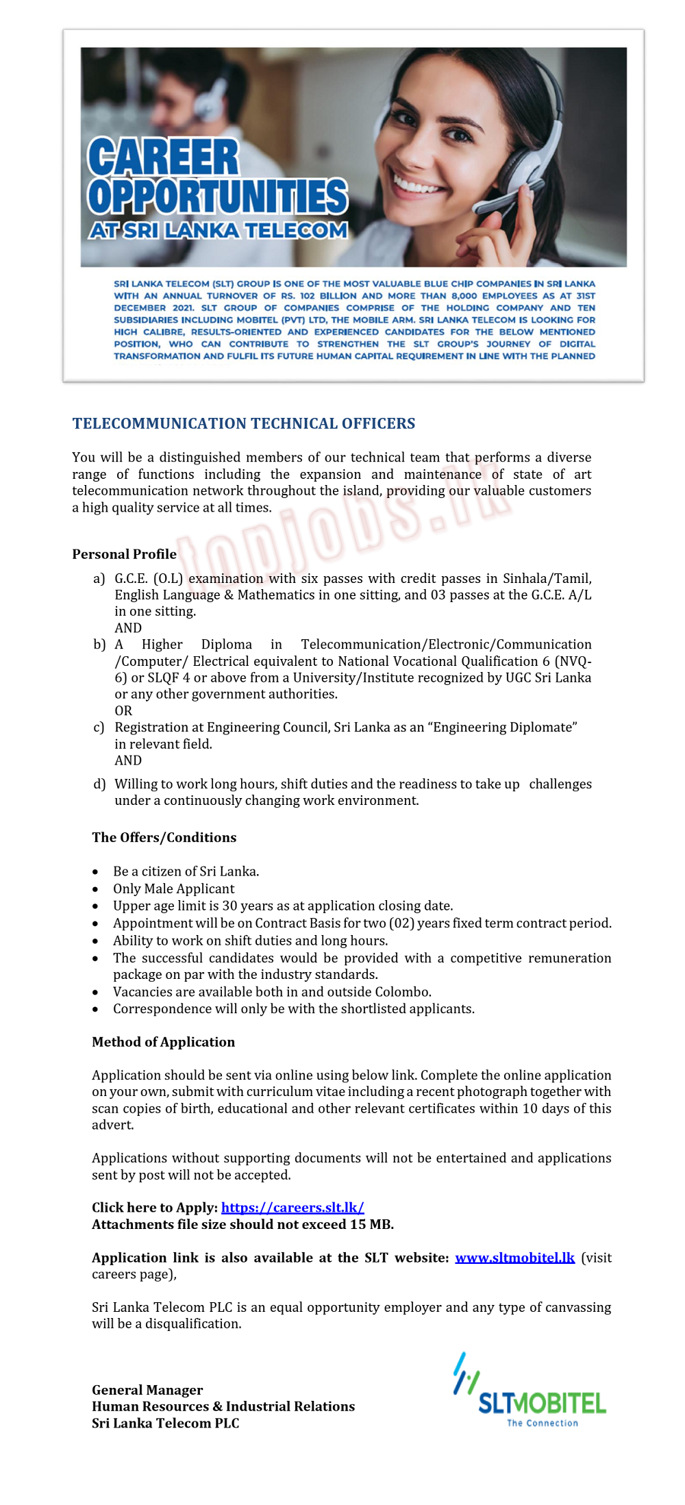 Telecommunication Technical Officers Vacancy