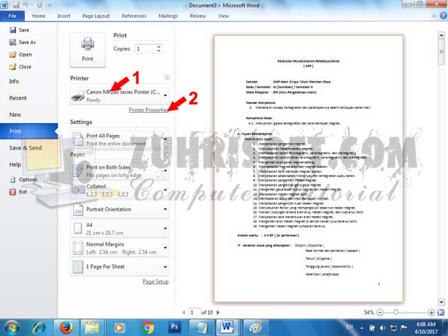 Cara mudah print document word bolak balik otomatis