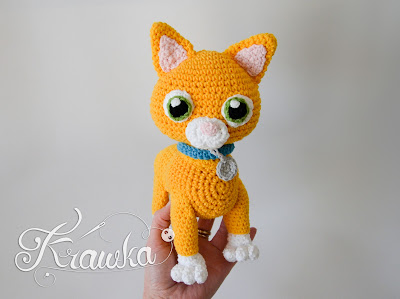 Krawka: Orange robot cat amigurumi crochet pattern Buzz LIghtyear inspired pattern Sox